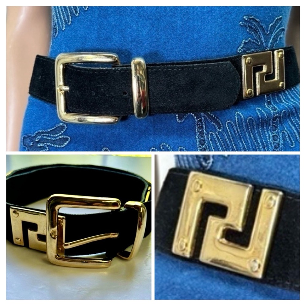 Enrico international leather metallic detailed belt
